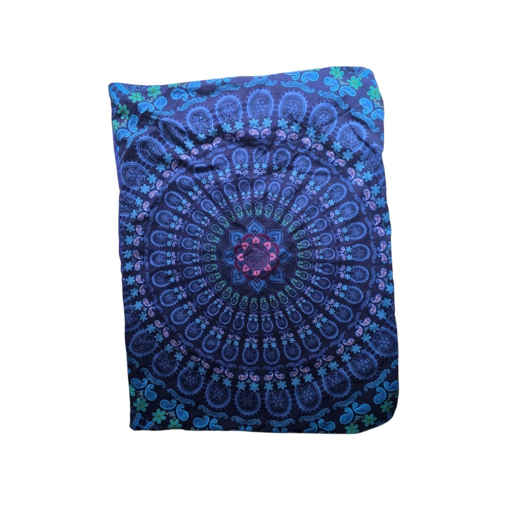 Blue Mandala Paisley Pillowcase Bohemian Hippie Psychedelic Decor 28x19